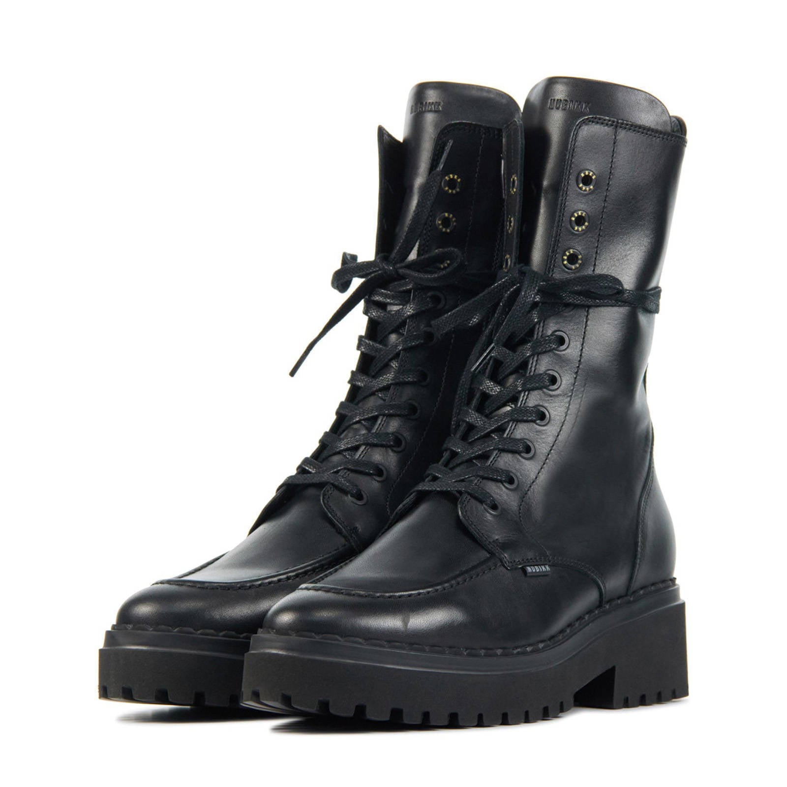 Nubikk Bikerboot Fae Aubine Zwart Leer Combi - Bormans Modeschoenen