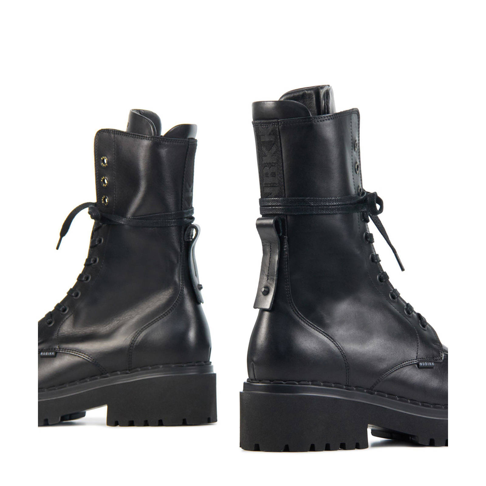 Nubikk Fae Aubine leren veterboots zwart | wehkamp