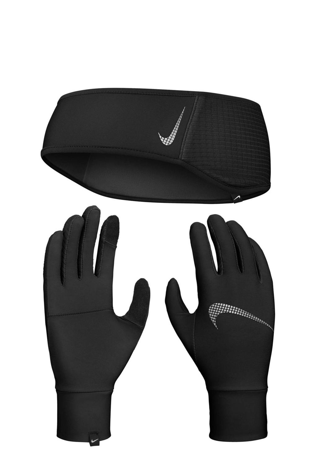Nike Senior  hoofdband en handschoenen zwart