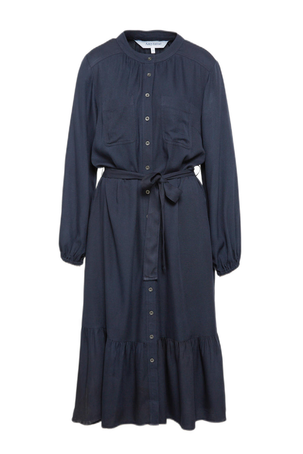 Midi-jurk met een knoop detail Blauw