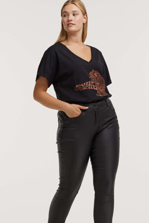 T-shirt Peggy met printopdruk zwart/bruin