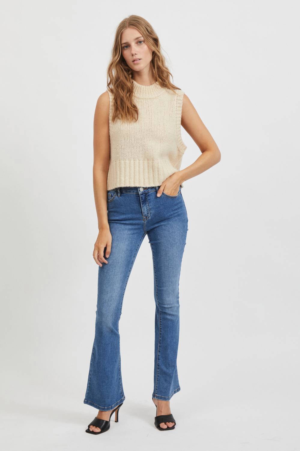 VILA flared jeans VIEKKO medium blue denim | wehkamp