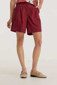 Aubergine dames MORE & MORE straight fit broek van katoen met regular waist en rits- en knoopsluiting