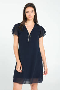 Cassis semi-transparante jurk met kant donkerblauw, Donkerblauw