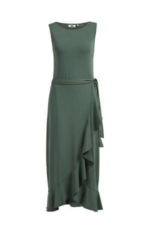 jurk met volant donkergroen