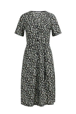 gebloemde jurk zwart/groen