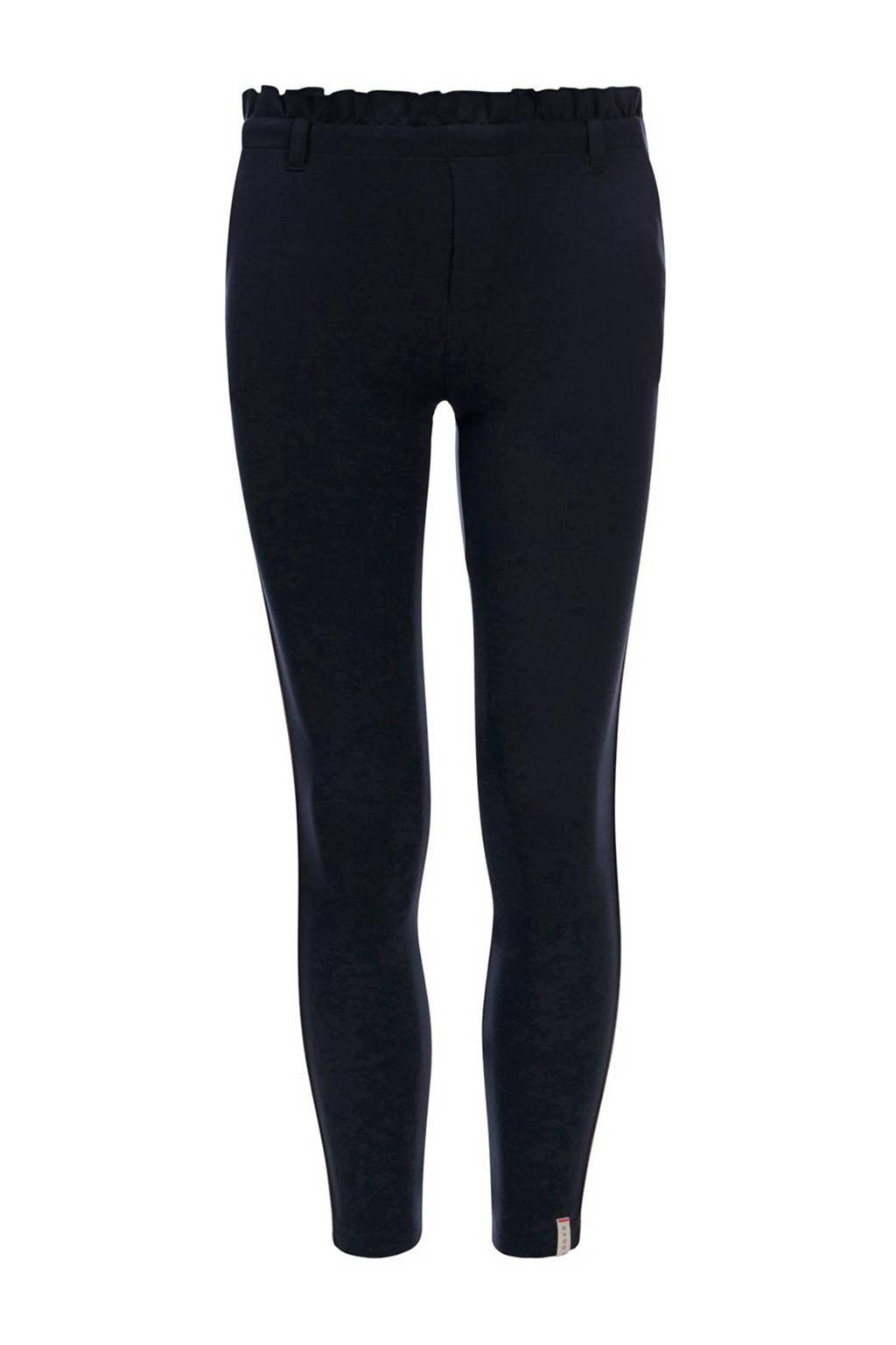Donkerblauwe meisjes LOOXS 10sixteen slim fit broek van viscose met regular waist en elastische tailleband