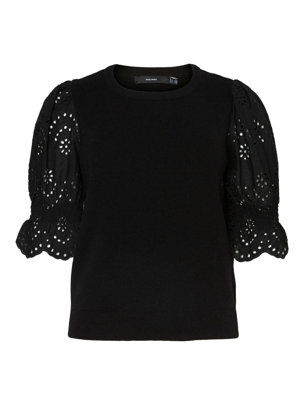 VERO MODA CURVE fijngebreide top VMTULIP van gerecycled polyester zwart, Zwart