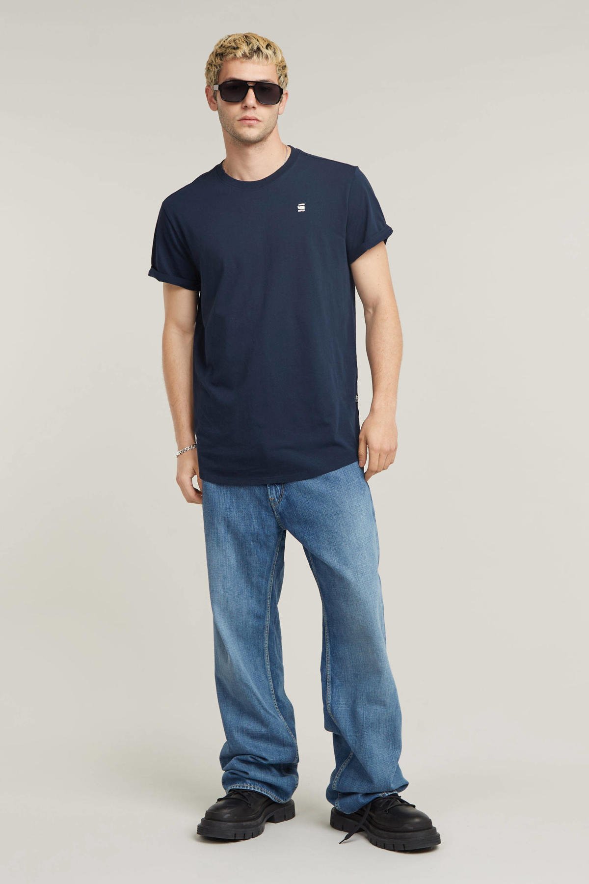 G-STAR regular fit T-shirt Lash van katoen blauw wehkamp