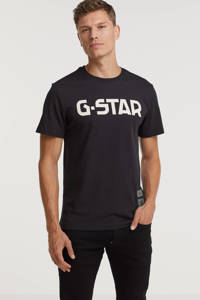 Zwarte heren G-Star RAW T-shirt van biologisch katoen met korte mouwen en ronde hals
