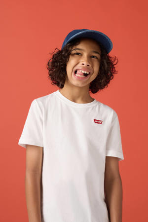 basic T-shirt Batwing chest met logo wit