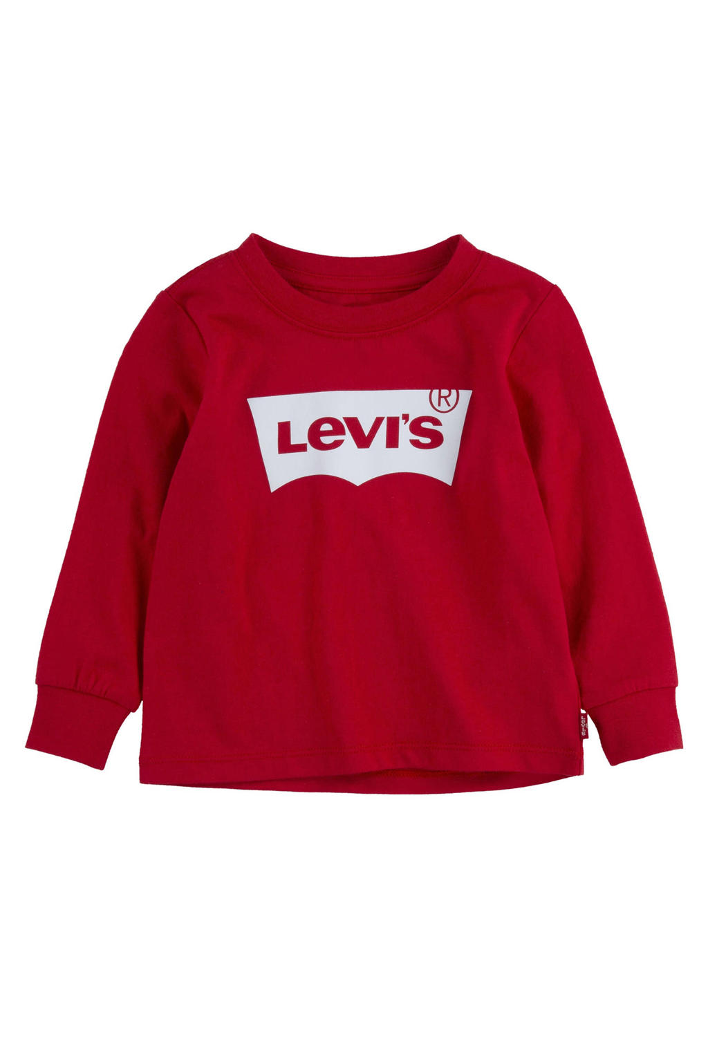 Rode jongens en meisjes Levi's Kids longsleeve Batwing van katoen met lange mouwen en ronde hals