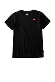 thumbnail: Zwarte jongens Levi's Kids basic T-shirt Batwing chest van katoen met effen, korte mouwen en ronde hals