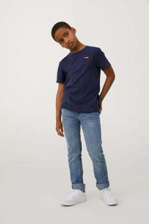 basic T-shirt Batwing chest met logo donkerblauw