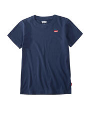 thumbnail: Donkerblauwe jongens Levi's Kids basic T-shirt Batwing chest van katoen met logo dessin, korte mouwen en ronde hals