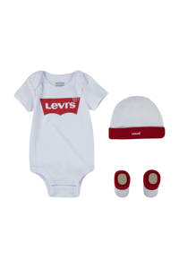 Levi's Kids giftset Classic Batwing met romper wit/rood, Wit/rood