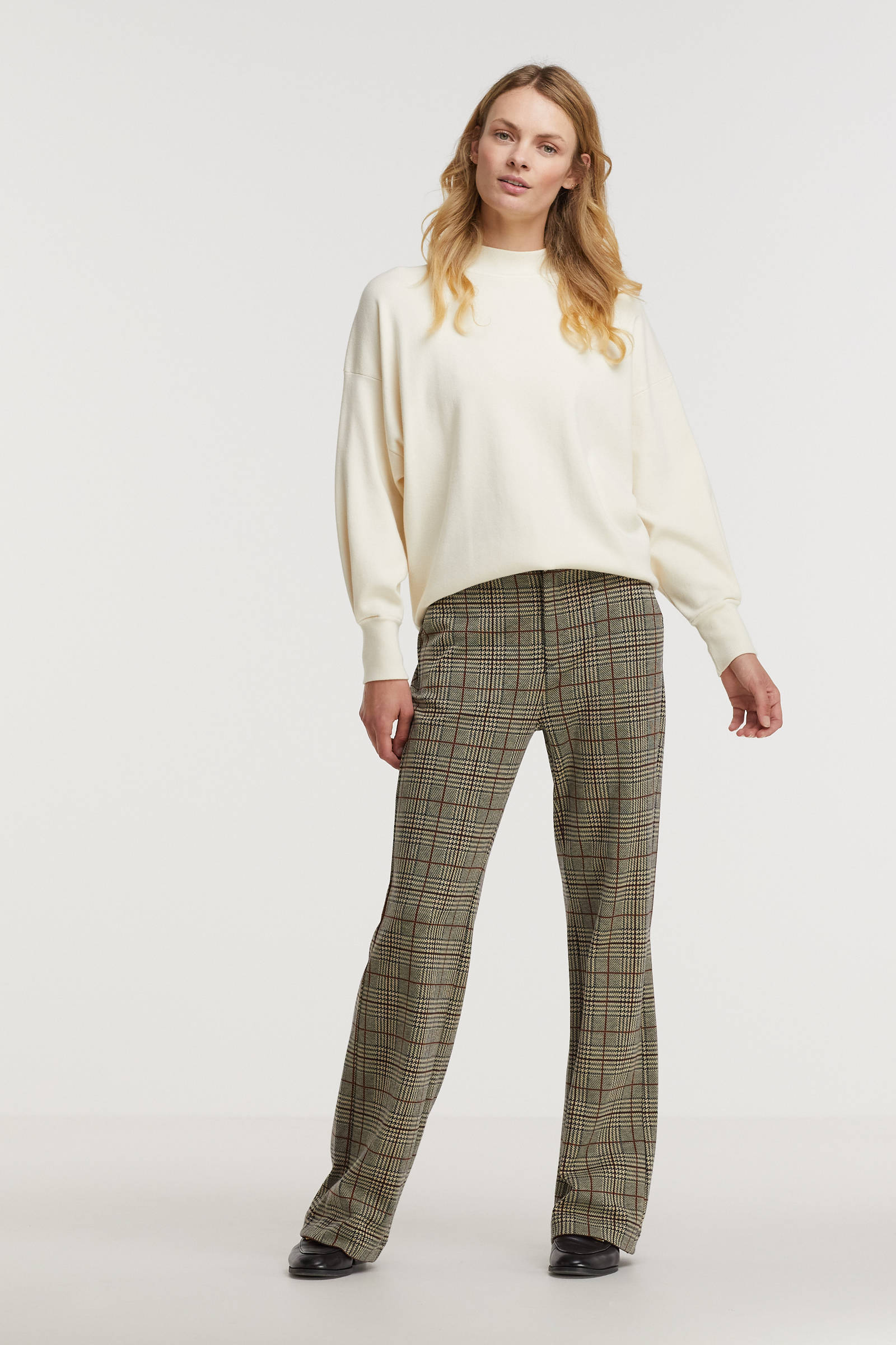 Summum Woman geruite wide leg broek grijs/bruin/zwart/ecru | wehkamp