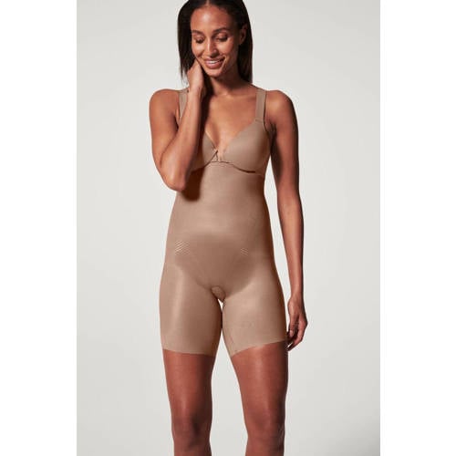 SPANX Thinstincts 2.0 seamless medium corrigerende High-Waisted Mid-Thigh short donkerbeige afbeelding