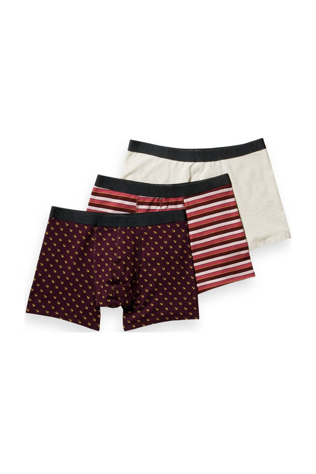 Scotch & Soda boxershort (set van 3), Donkerrood/ecru