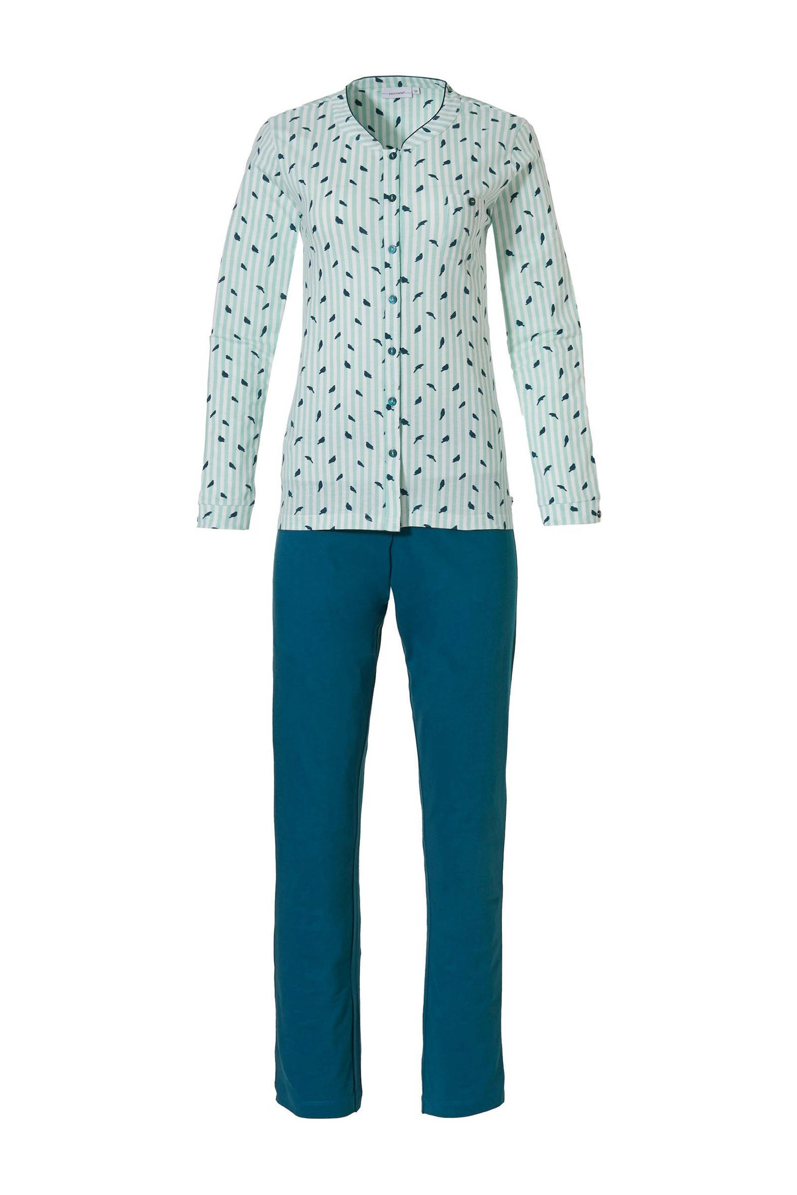Pastunette Dames pyjama doorknoop 20212 145 6 Turquoise 50 online kopen