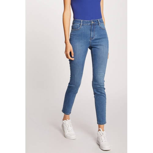 Morgan cropped high waist skinny jeans blue afbeelding