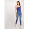 Morgan cropped high waist skinny jeans blue
