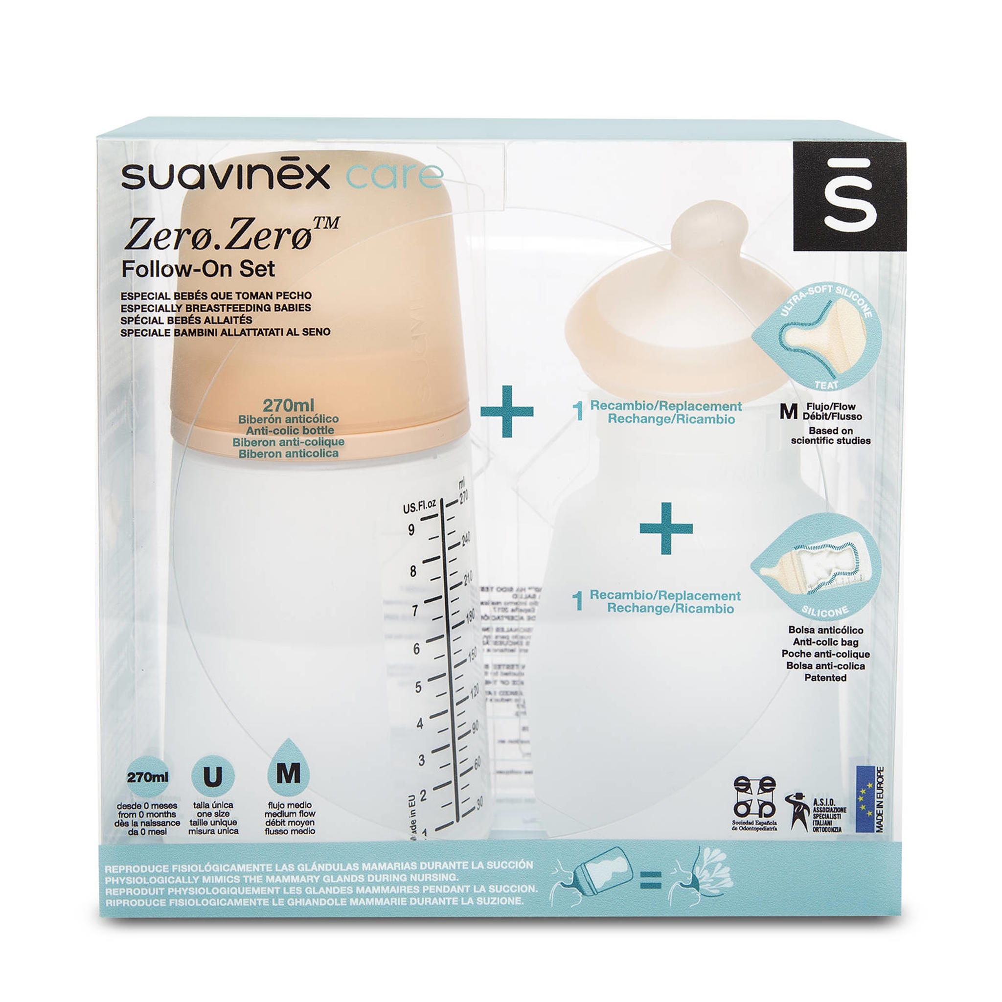 Suavinex Starterset Zero.Zero 270ml M Flow | wehkamp