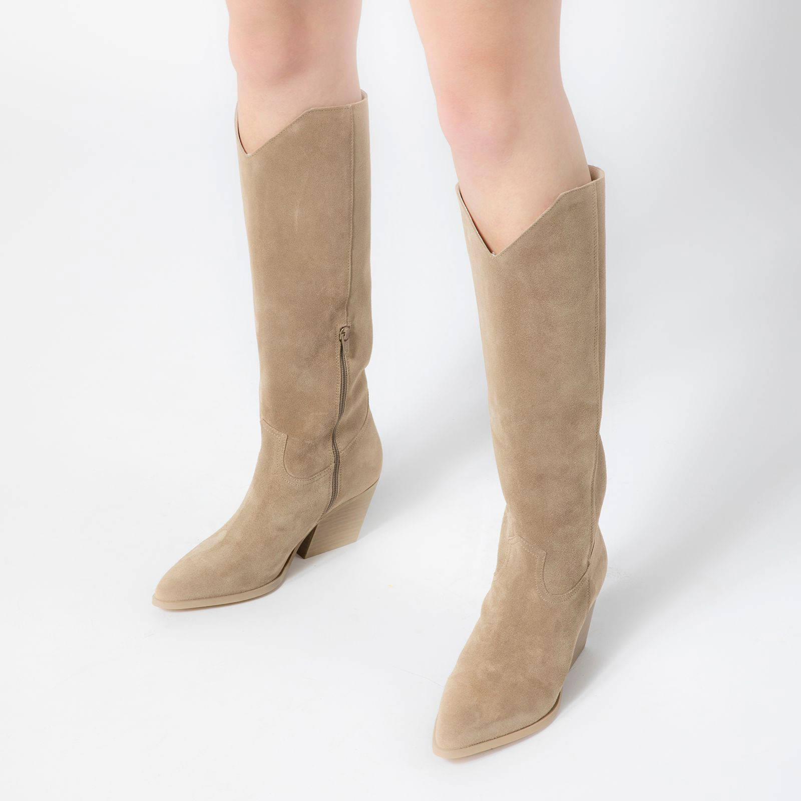 Sacha suède cowboylaarzen beige | wehkamp