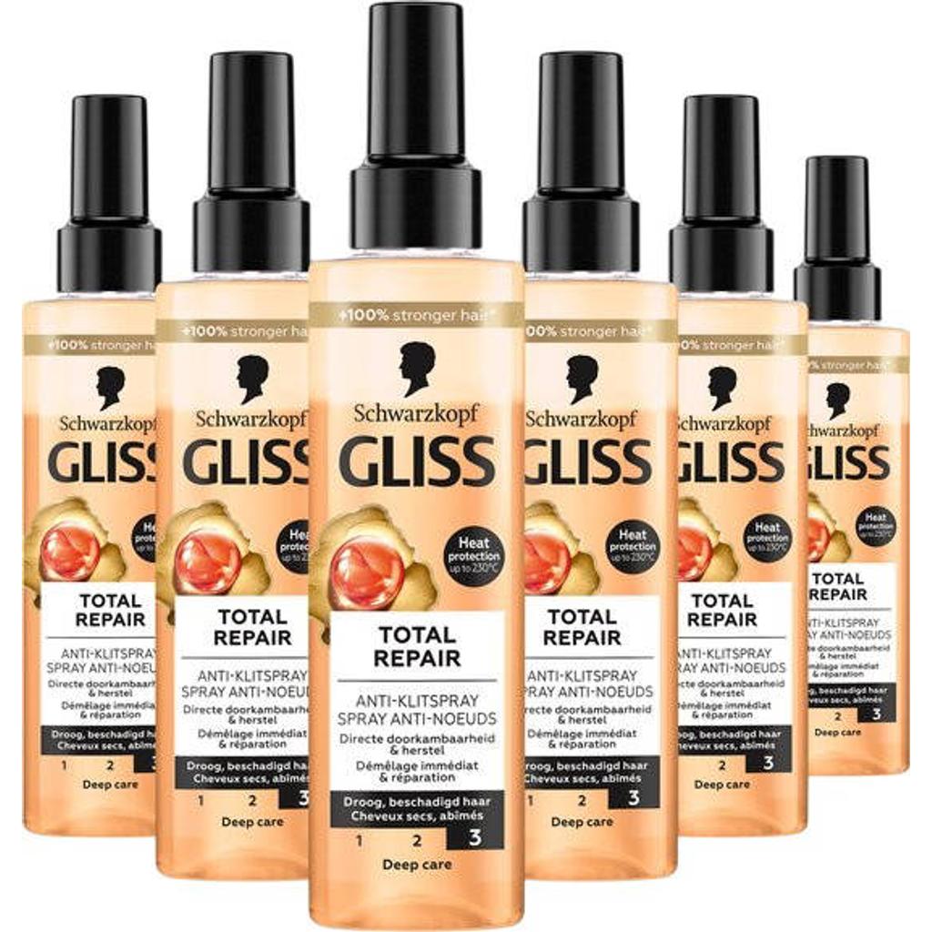 Gliss Kur Total repair Anti-Klit Spray Total Repair - 6x 200 ml - voordeelverpakking