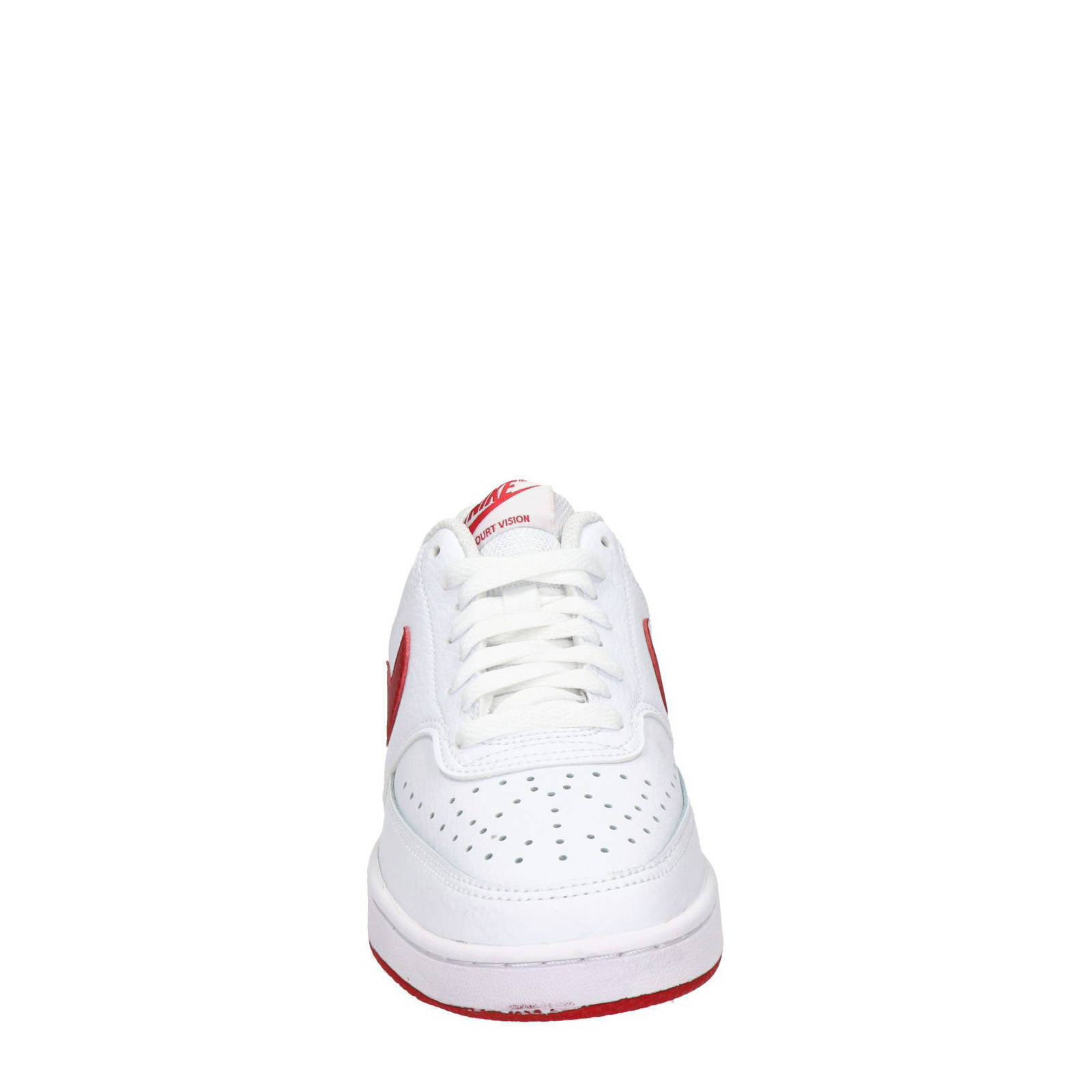 Nike Court Vision Low leren sneakers wit/rood | wehkamp
