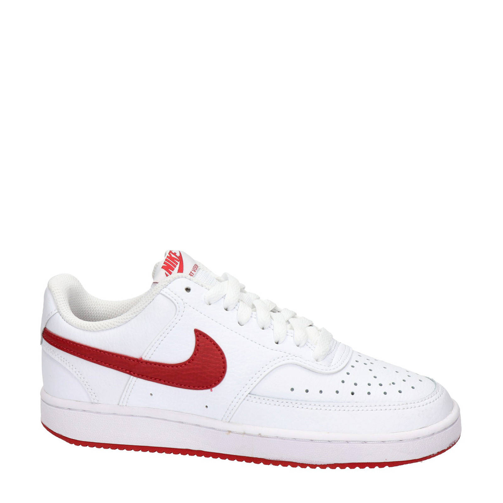 Nike Court Vision Low leren sneakers wit/rood | wehkamp