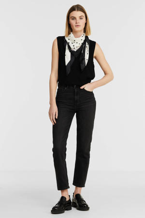 cropped high waist straight leg jeans ONLEMILY black denim regular