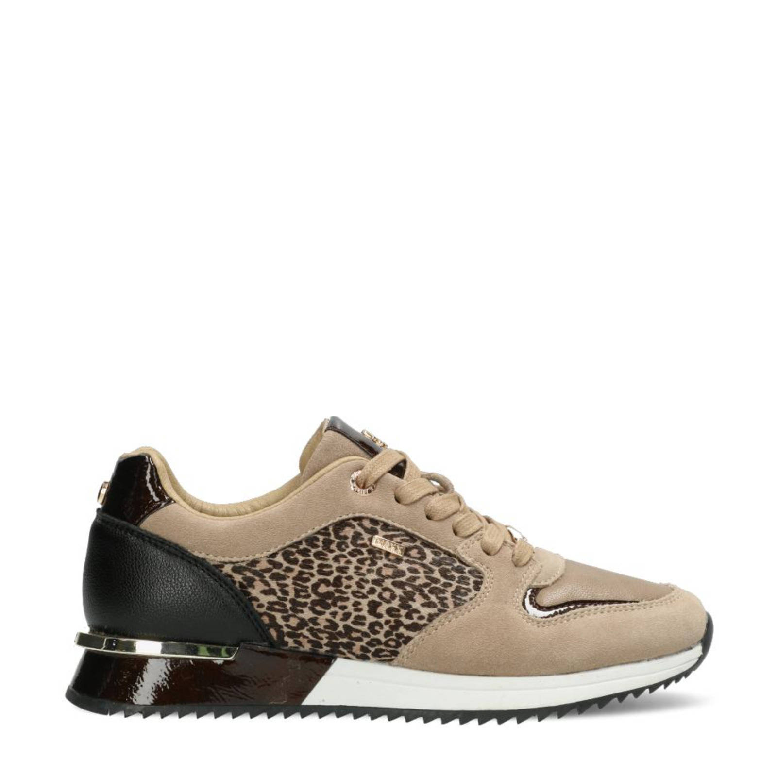 Mexx Fleur suède sneakers met panterprint taupe | wehkamp