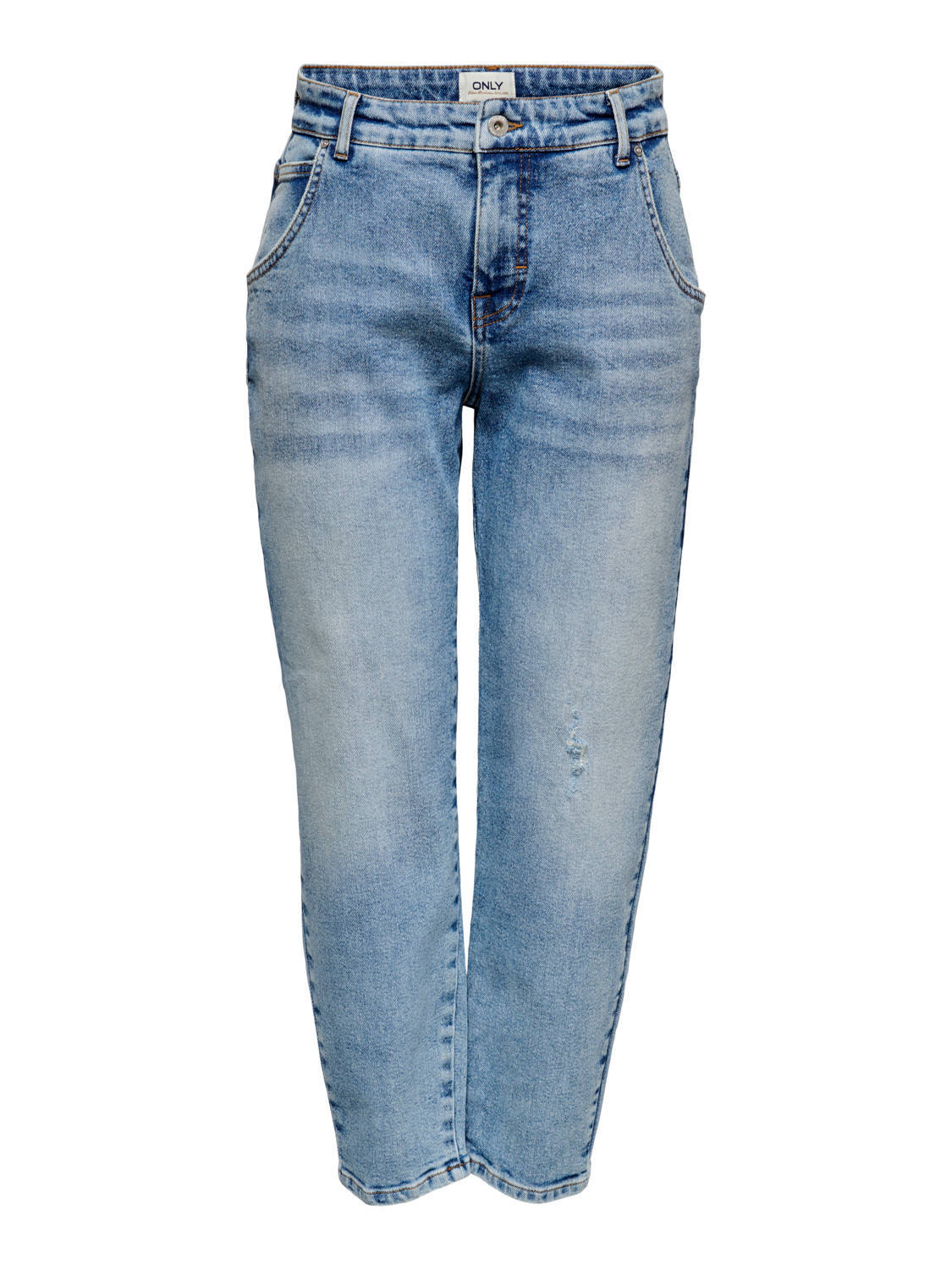 ONLY cropped high waist tapered fit jeans ONLTROY light blue denim | wehkamp