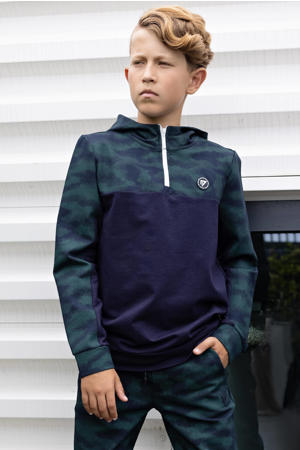 hoodie met camouflageprint donkerblauw/groen
