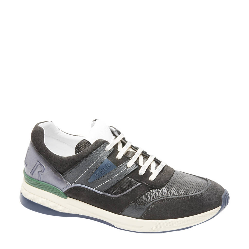 Grijze heren Van Lier Ferro leren sneakers met veters