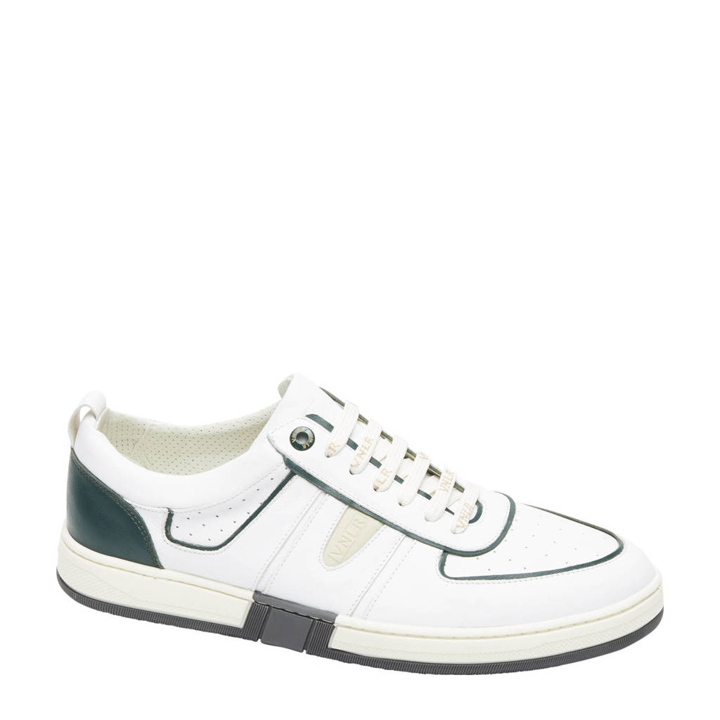 Witte heren Van Lier Leon leren sneakers met veters