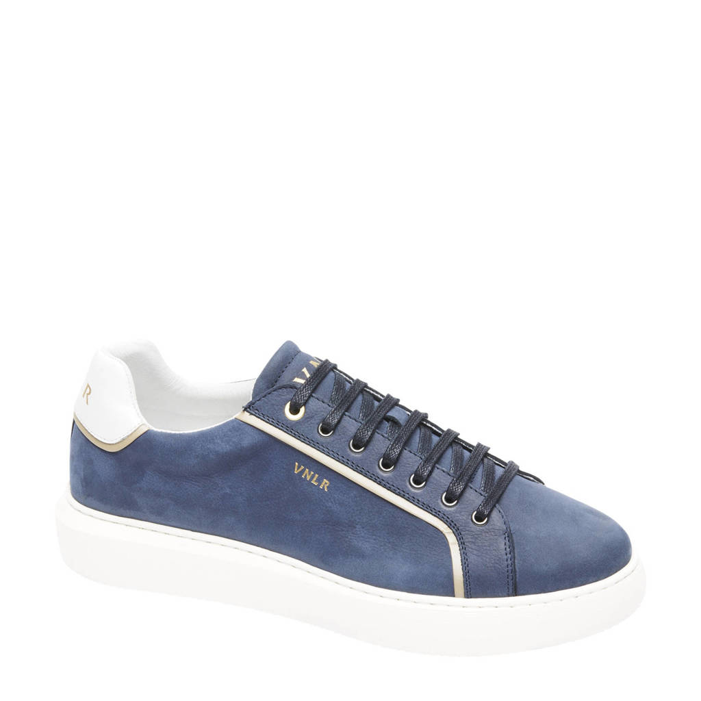 Blauwe heren Van Lier Vito nubuck sneakers met veters