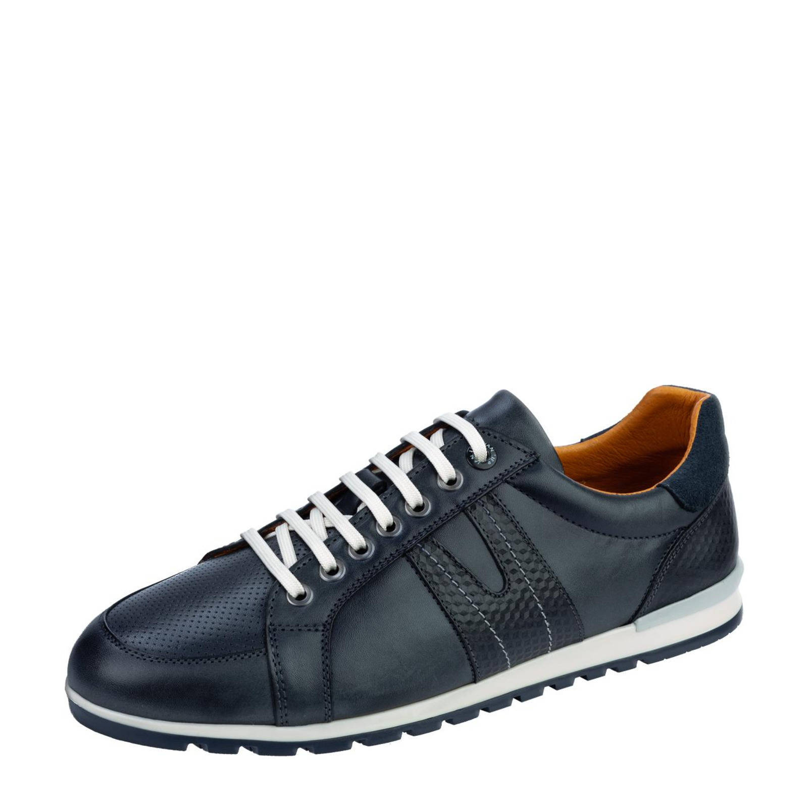 Van Lier Anzano leren sneakers donkerblauw | wehkamp