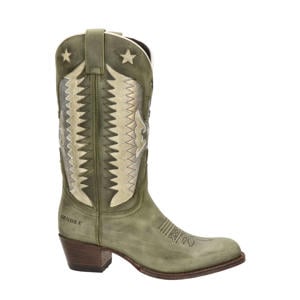 Debora Insa leren cowboylaarzen kaki