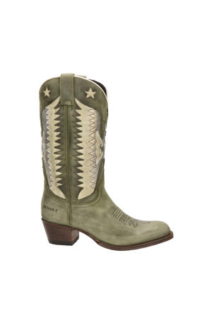 Debora Insa leren cowboylaarzen kaki