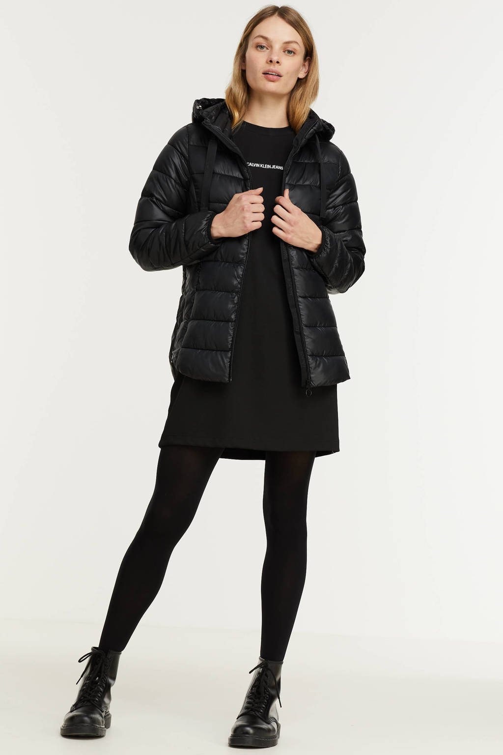 hartstochtelijk Word gek kunstmest ESPRIT Women Casual gewatteerde jas van gerecycled polyester zwart | wehkamp
