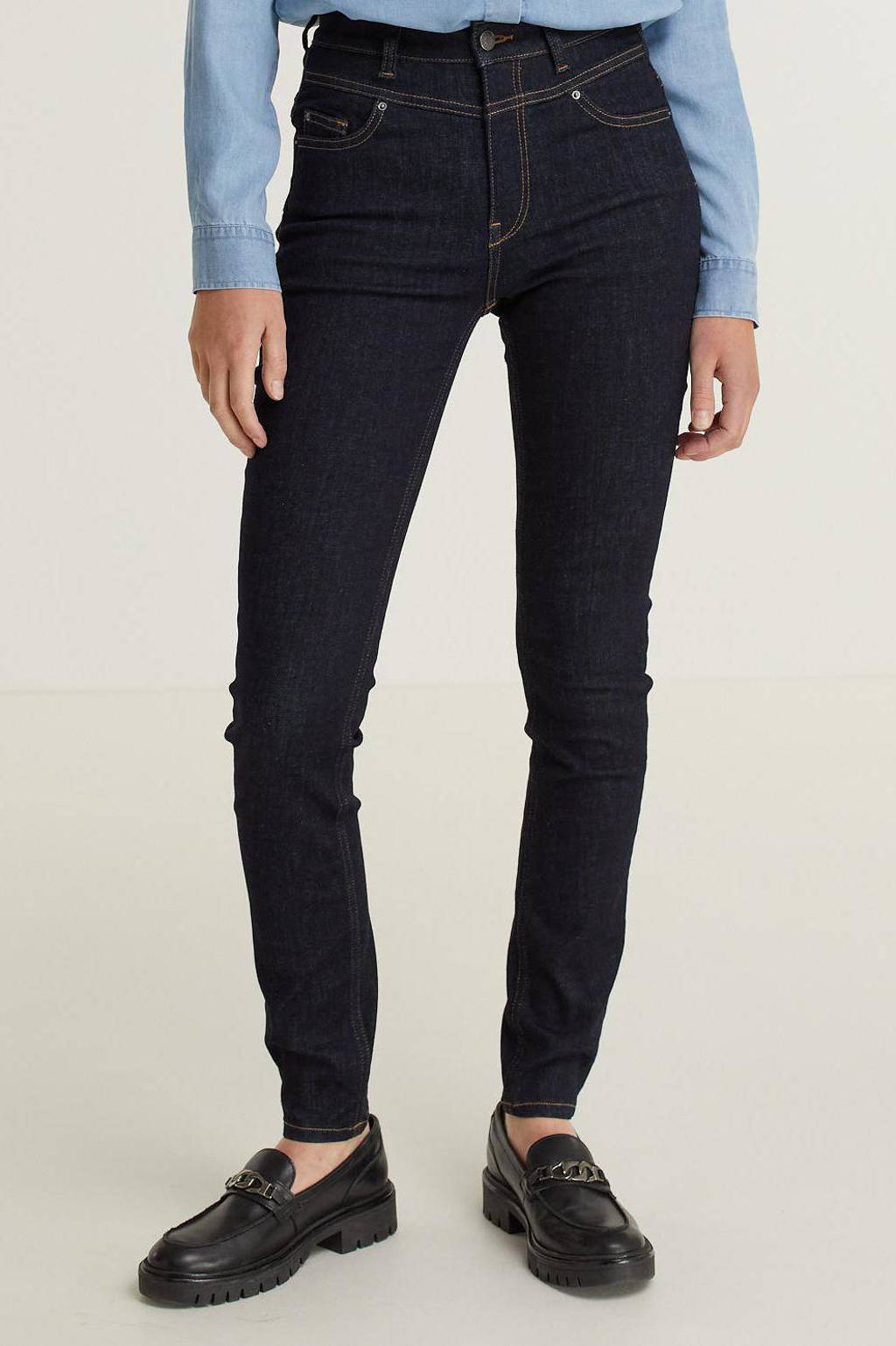 ESPRIT Women Casual high waist skinny jeans dark blue denim