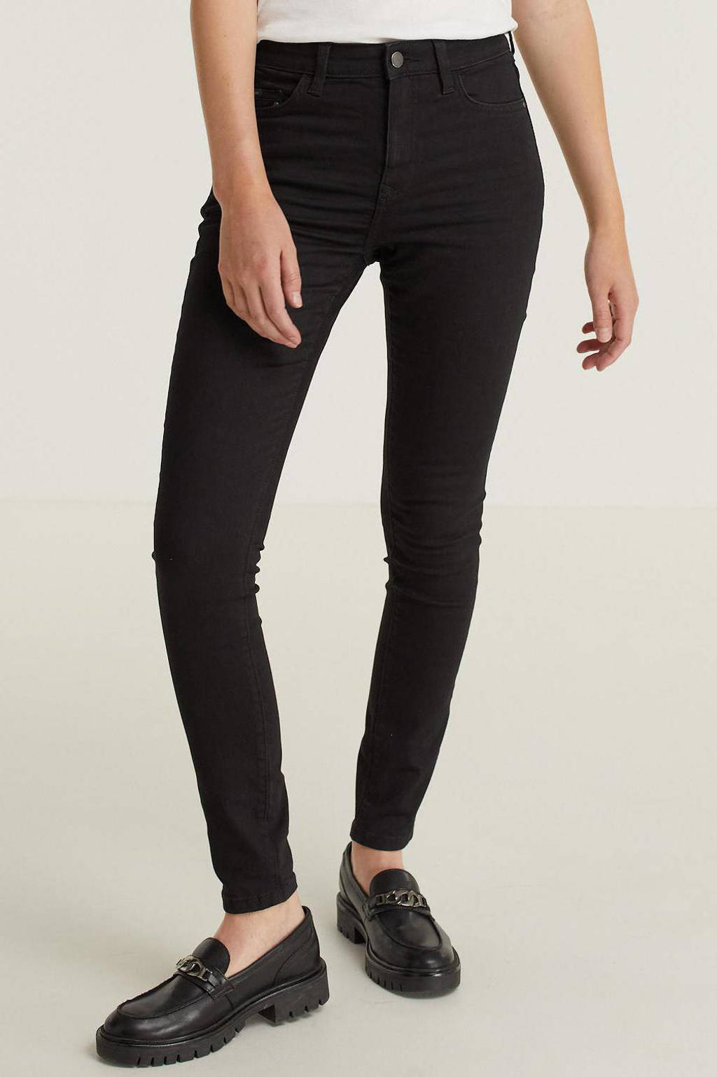 edc Women slim fit jeans met biologisch katoen zwart, Zwart