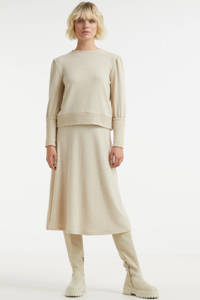 Ecru dames edc Women fijngebreide trui van polyester met lange mouwen en ronde hals