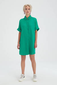 Shoeby Eksept blousejurk Cotton Blouse met textuur groen, Groen