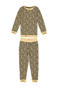 Quapi Girls   pyjama Puck met dierenprint zand/zwart, Zand/zwart