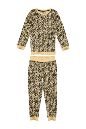   pyjama Puck met dierenprint zand/zwart