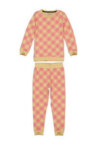 Quapi Girls geruite pyjama Puck roze/zand