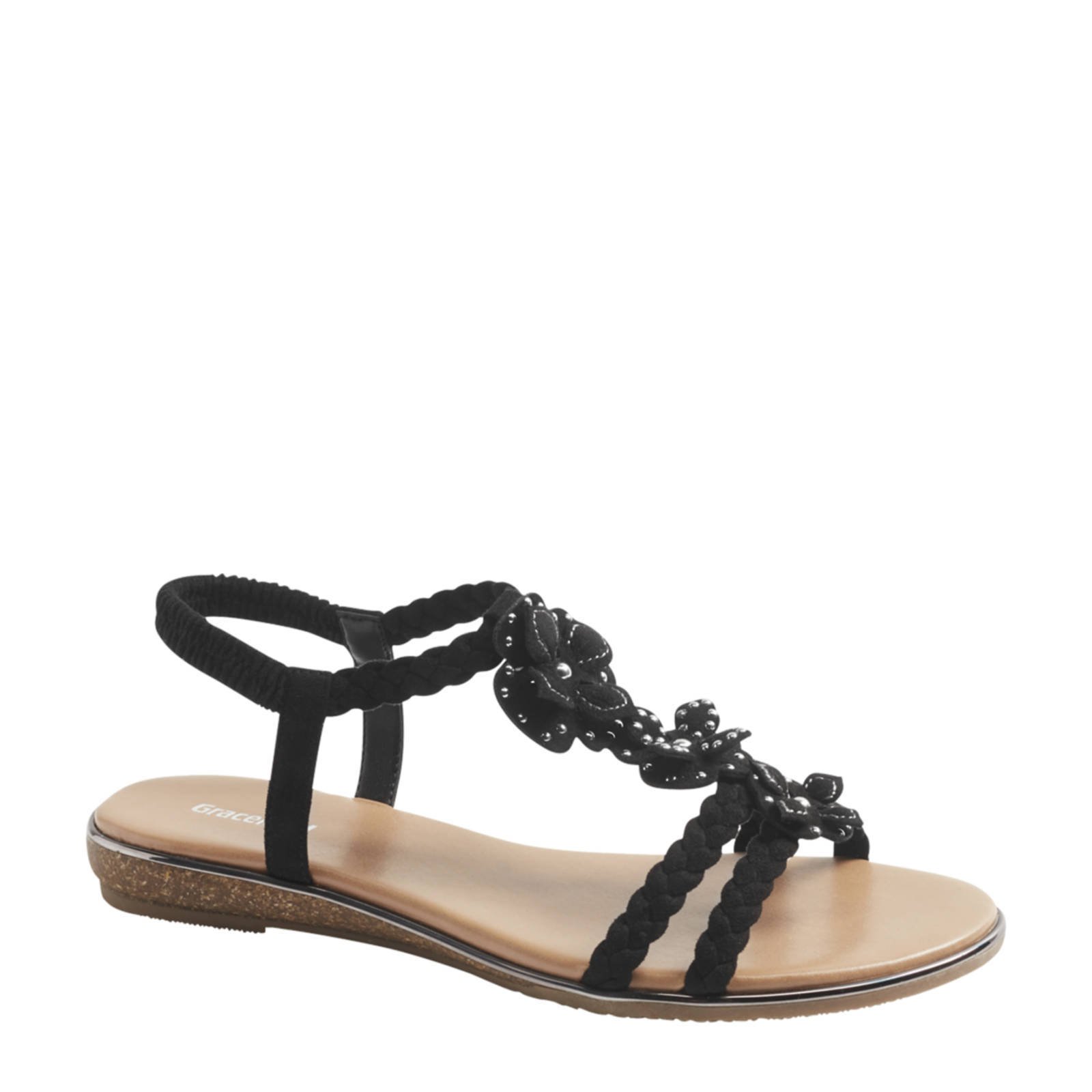 Graceland sandalen met studs zwart wehkamp